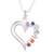 Multi-Edelstein-Anhänger-Halskette, 'Balanced Heart - Herzförmige Multi-Edelstein-Chakra-Halskette aus Indien