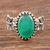 Onyx cocktail ring, 'Bold Oval' - Leaf Motif Green Onyx Ring from India thumbail