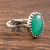 Onyx cocktail ring, 'Bold Oval' - Leaf Motif Green Onyx Ring from India (image 2b) thumbail