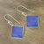 Chalcedony dangle earrings, 'Sky Squares' - Square Blue Chalcedony Dangle Earrings Crafted in India