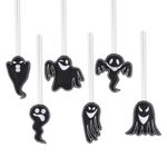 Wool felt ornaments, 'Spooky Ghosts in Black' (set of 6) - Black Wool Felt Ghost Ornaments from India (Set of 6)