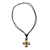 Halskette mit Knochenanhänger, 'Glorious Cross'. - Handgeschnitzte Knochenkreuz-Anhänger-Halskette aus Indien