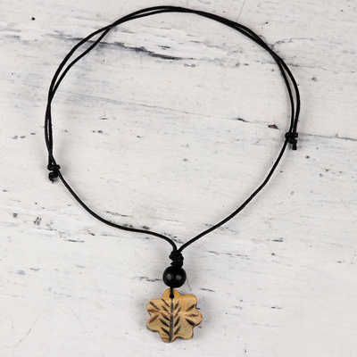 Hand-carved pendant necklace, Floral Glory