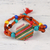 Wood beaded pendant bracelet, 'Hexagon Rainbow' - Hexagonal Wood and Resin Beaded Pendant Bracelet from India thumbail