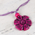 Bone pendant necklace, 'Fuchsia Flower' - Fuchsia Bone Floral Pendant Necklace from India