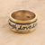 Sterling silver and brass spinner ring, 'Live Laugh Love' - Inspirational Sterling Silver and Brass Spinner Ring thumbail