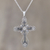 Sterling silver pendant necklace, 'Floral Faith' - Floral Cross Sterling Silver Pendant Necklace from India (image 2c) thumbail