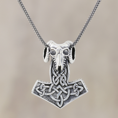 Thors Hammer 925 Sterling Silver Mens Pendant Necklace