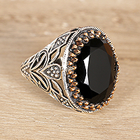 Onyx single-stone ring, Dark Glimmer