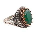 Onyx single-stone ring, 'Verdant Crown' - 6-Carat Green Onyx Single-Stone Ring from India