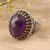 anillo de amatista de una sola piedra - Anillo de una sola piedra de amatista de 10,5 quilates de la India