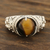 Tiger's eye cocktail ring, 'Earthen Bliss' - Patterned Tiger's Eye Cocktail Ring from India