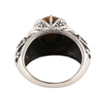 Tiger's eye cocktail ring, 'Earthen Bliss' - Patterned Tiger's Eye Cocktail Ring from India