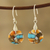 Composite turquoise dangle earrings, 'Moon of Mystery' - Circular Composite Turquoise Dangle Earrings from India (image 2) thumbail