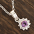 Amethyst pendant necklace, 'Gleaming Flower' - Floral Amethyst Pendant Necklace Crafted in India (image 2b) thumbail
