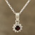 Garnet pendant necklace, 'Gleaming Flower' - Floral Garnet Pendant Necklace from India (image 2) thumbail