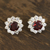 Garnet stud earrings, 'Gleaming Flower' - Floral Garnet Stud Earrings Crafted in India (image 2) thumbail
