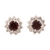 Garnet stud earrings, 'Gleaming Flower' - Floral Garnet Stud Earrings Crafted in India thumbail