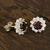 Garnet stud earrings, 'Gleaming Flower' - Floral Garnet Stud Earrings Crafted in India (image 2b) thumbail