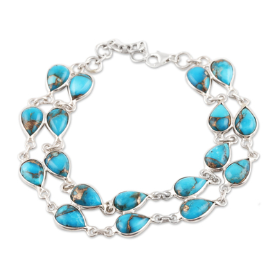 Teardrop Composite Turquoise Link Bracelet from India