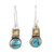 Citrine dangle earrings, 'Glittering Combo' - Square Citrine and Composite Turquoise Dangle Earrings