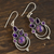 Pendientes colgantes de amatista - Aretes colgantes de turquesa y amatista púrpura