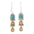Citrine dangle earrings, 'Graceful Trio' - 3-Carat Citrine and Composite Turquoise Dangle Earrings