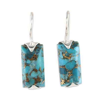 Composite Turquoise Drop Earrings from India