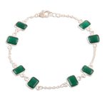 Onyx station bracelet, 'Alluring Forest' - 6.5-Carat Green Onyx Station Bracelet from India