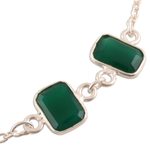 Onyx station bracelet, 'Alluring Forest' - 6.5-Carat Green Onyx Station Bracelet from India