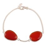 Carnelian station bracelet, 'Fiery Twins' - 6-Carat Carnelian Station Bracelet from India