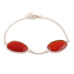 Carnelian station bracelet, 'Fiery Twins' - 6-Carat Carnelian Station Bracelet from India