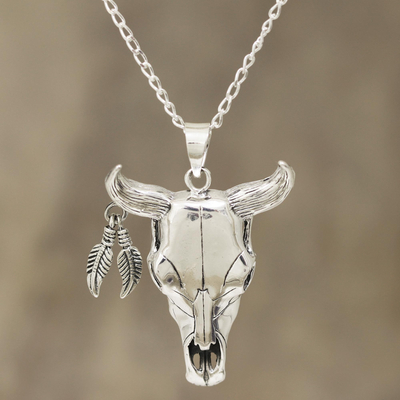 Buy Bull Head Skull Necklace for Men, Men's Necklace Silver Chain, Silver Skull  Pendant, Gift for Him, Cowboy Country Necklace, Festival Jewelry Online in  India - Etsy