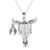 Men's sterling silver pendant necklace, 'Mighty Bull' - Sterling Silver Bull Skull Necklace from India