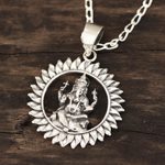 Sterling silver pendant necklace, 'Ganesha Corona' - Circular Sterling Silver Ganesha Pendant Necklace
