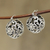 Pendientes colgantes de plata de ley - Pendientes colgantes con forma de orbe floral de plata de ley de la India