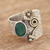 Onyx cocktail ring, 'Garden Gold' - Floral Green Onyx Cocktail Ring Crafted in India thumbail