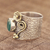 Onyx cocktail ring, 'Garden Gold' - Floral Green Onyx Cocktail Ring Crafted in India (image 2b) thumbail
