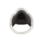 Onyx cocktail ring, 'Midnight Pattern' - Patterned Teardrop Onyx Cocktail Ring from India