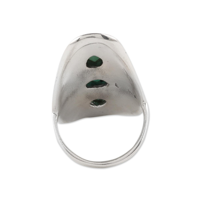 Onyx cocktail ring, 'Forest Dazzle' - Floral Green Onyx Cocktail Ring from India