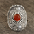 Onyx cocktail ring, 'Red-Orange Sun' - Red-Orange Onyx Cocktail Ring from India (image 2) thumbail