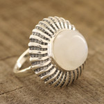 Rainbow moonstone cocktail ring, 'Moonlight Blaze' - Round Rainbow Moonstone Cocktail Ring from India