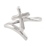 Sterling silver band ring, 'Holy Faith' - Sterling Silver Cross Band Ring from India
