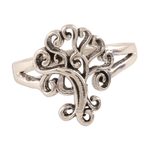 Sterling silver band ring, 'Curling Tree' - Tree-Themed Sterling Silver Band Ring from India
