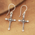 Sterling silver dangle earrings, 'Faithful Dazzle' - Sterling Silver Cross Dangle Earrings from India (image 2b) thumbail