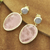 Gold plated rose quartz and chalcedony dangle earrings, 'Sparkling Muse' - Gold Plated Rose Quartz and Chalcedony Dangle Earrings (image 2b) thumbail