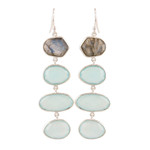 Chalcedony and labradorite dangle earrings, 'Fantastic Mist' - 38-Carat Blue Chalcedony and Labradorite Dangle Earrings