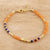 Gold plated onyx and lapis lazuli beaded bracelet, 'Dainty Harmony' - Gold Plated Orange Onyx and Lapis Lazuli Beaded Bracelet (image 2) thumbail
