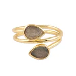 Gold plated labradorite wrap ring, 'Golden Aurora' - Gold Plated Labradorite Wrap Ring from India