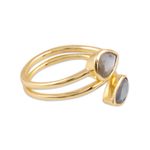 Gold plated labradorite wrap ring, 'Golden Aurora' - Gold Plated Labradorite Wrap Ring from India